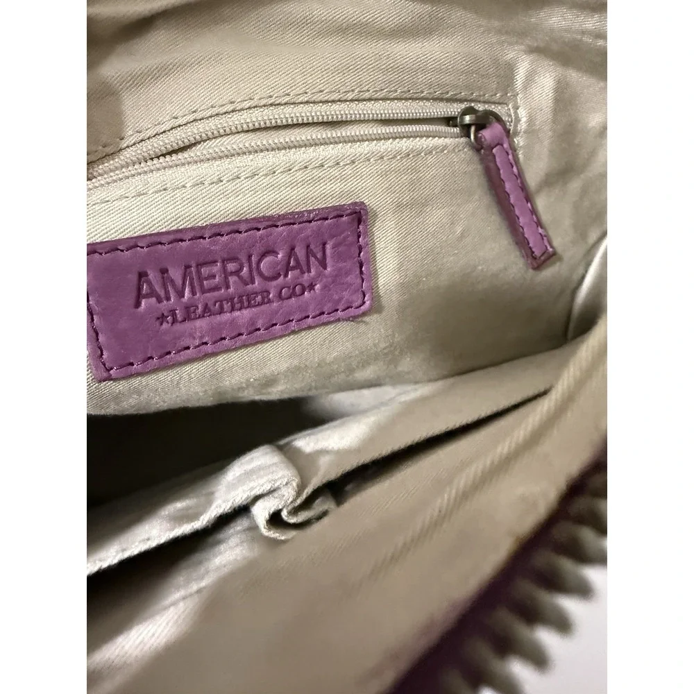 American Leather Co Plum Satchel Shoulder Bag Handbag Purse Purple